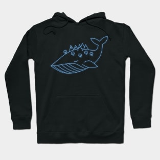 Space Whale Night in the woods Blue Hoodie